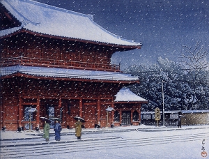 川瀬巴水　増上寺の雪